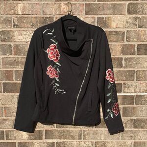 Take 50% OFF- W5 Black Jacket with Red Floral Embroidery, Size-XL